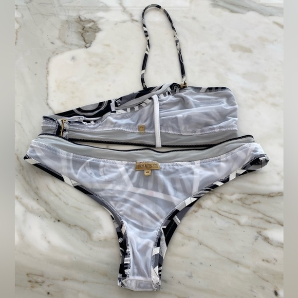 EMILIO PUCCI BLACK WHITE GRAY BIKINI SIZE IT 42 / US 8 - Picture 13 of 16